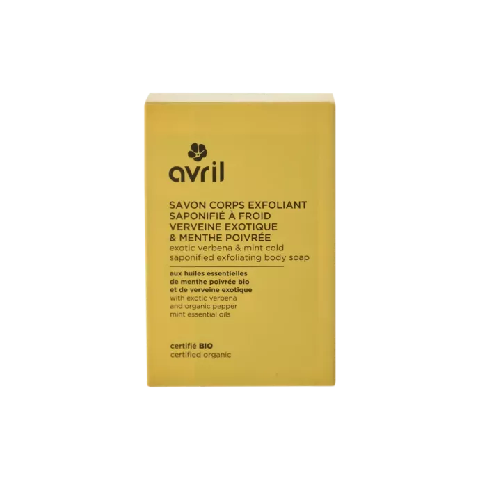 Savon à froid exfoliant corps verveine &amp; menthe - certifié Bio - Avril - 100gr