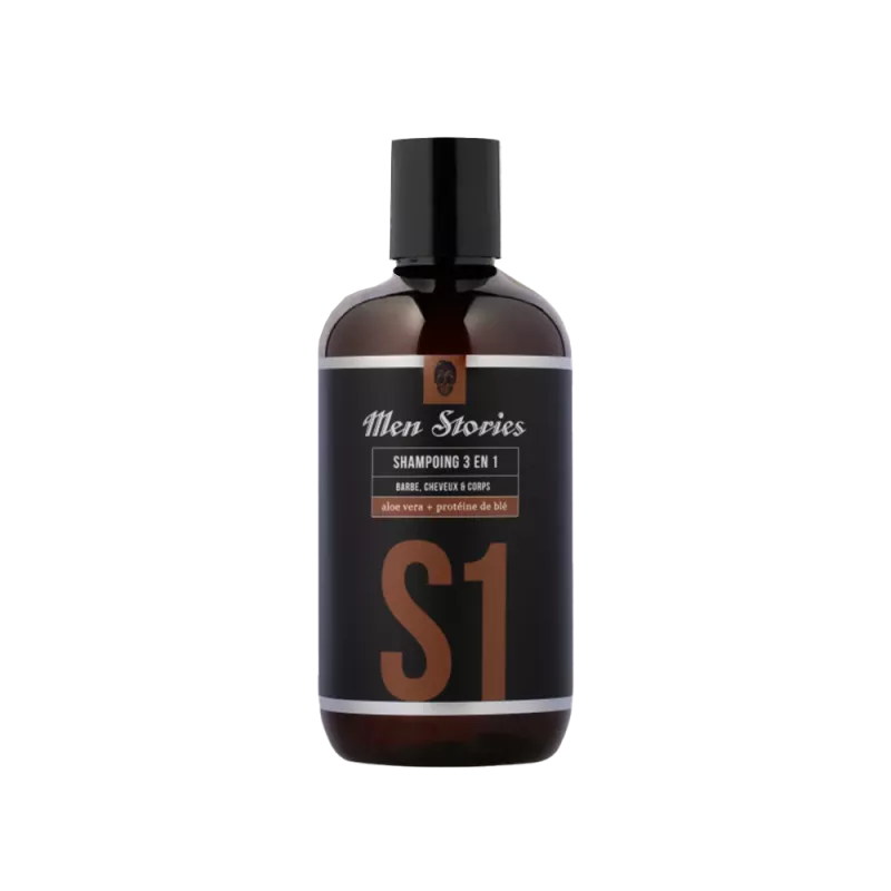 Shampoing 3 en 1 corps, barbe et cheveux - Men Stories - S1 - 250ml Shampoing 3 en 1 corps, barbe et cheveux - Men Stories - S1 - 250ml