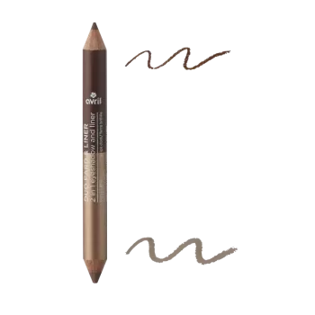 Crayon duo liner certifié bio - Avril - terre brulée/beige dorée - 2gr