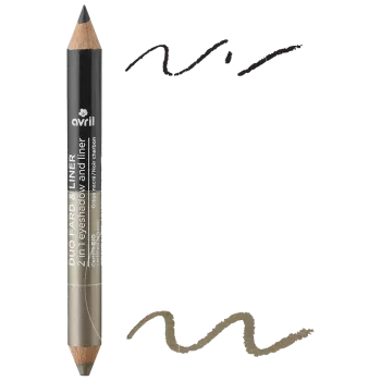 Crayon duo liner certifié bio - Avril - Charbon/grège nacré - 2gr