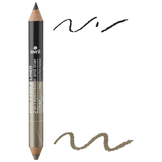 Crayon duo liner certifié bio - Avril - Charbon/grège nacré - 2gr