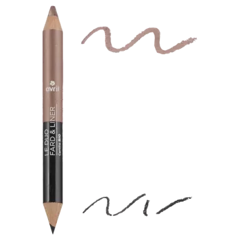 Crayon duo liner  certifiée Bio - Avril - Noir charbon/taupe nacré - 2gr