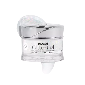 Gel de construction paillette - Inocos - Glitter gel - Blanc laiteux - 30gr