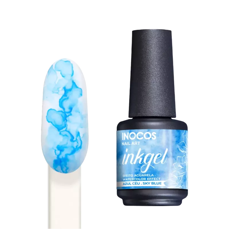 Vernis spécial effet marbré - Inocos - Ink gel - Bleu ciel - 15ml