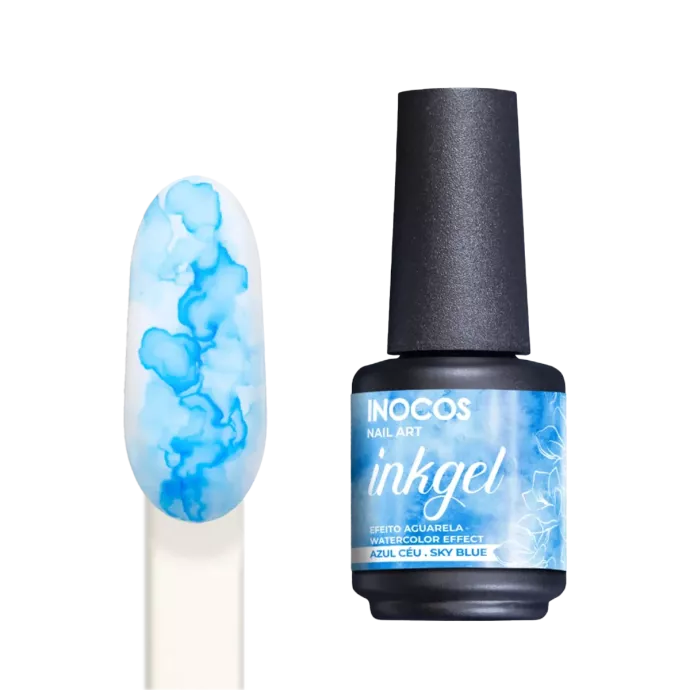 Vernis spécial effet marbré - Inocos - Ink gel - Bleu ciel - 15ml