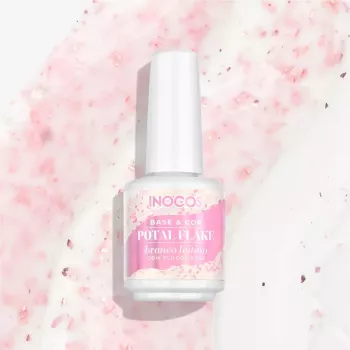 Base pétale - Inocos - Potal flake blanc laiteux avec des flocons rose - 15ml