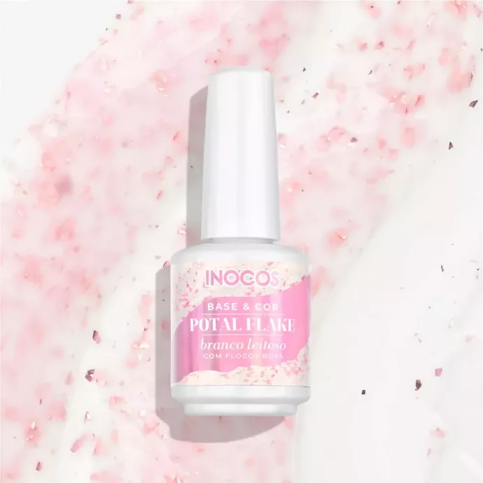 Base pétale - Inocos - Potal flake blanc laiteux avec des flocons rose - 15ml