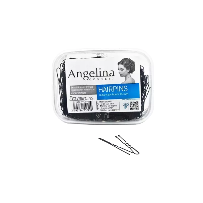 Epingles à chignon ondulés noire 45mm 250gr - Angelina