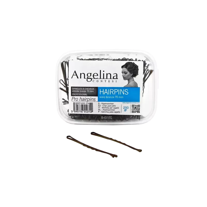 Pinces à chignon bronze plates ondules 70mm 250gr - Angelina