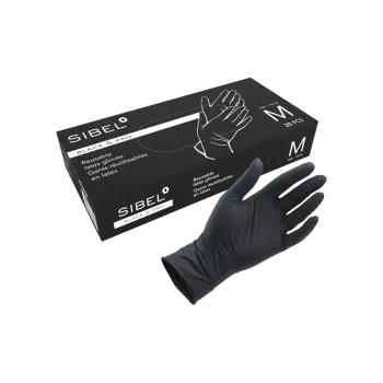 Gants noir latex réutilisables x20 - Sibel - Black &amp; pro - Taille M