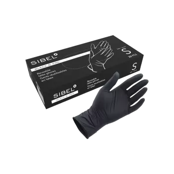 Gants noir latex réutilisables x20 - Sibel - Black &amp; pro - Taille S